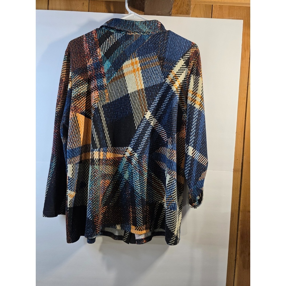 LIBRA GEO PATCHWORK LONG SLEEVE BUTTON WOMENS SHIRT SZ XL style 24039 0526-22 - Picture 4 of 15